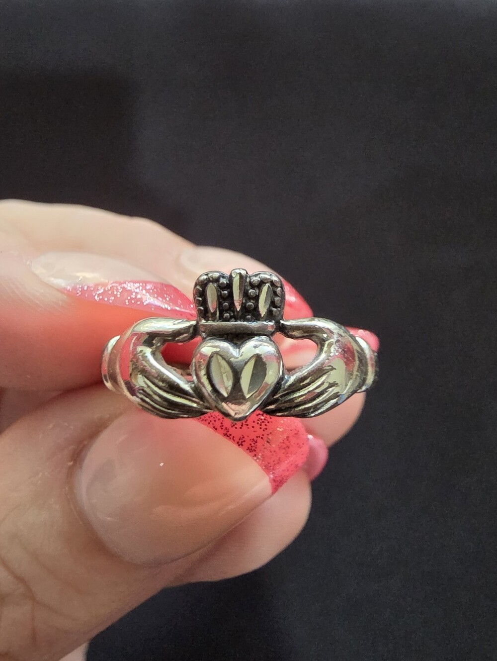 Vintage Sterling Silver Claddagh Ring STER Irish Love Loyalty Friendship Size 8